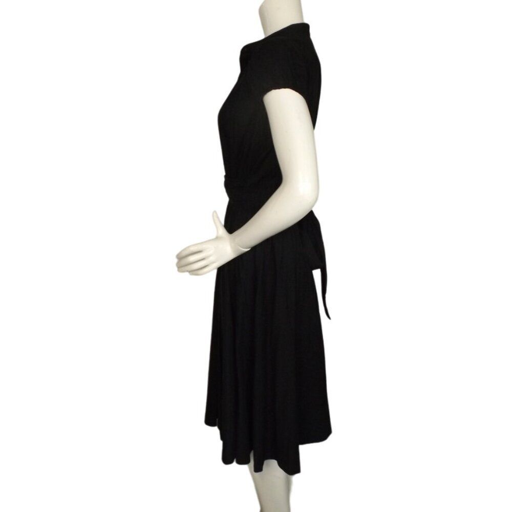 ROBERT RODRIGUEZ Shirt Dress, L, Black, Career, Sash/Bow, Short sleeve Cottony - Picture 9 of 13